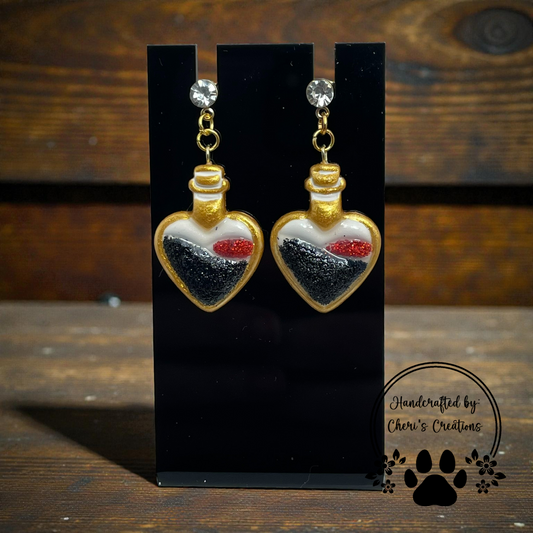 Anti-Love Potion Dangle Earrings – Handmade Polymer Clay Earrings