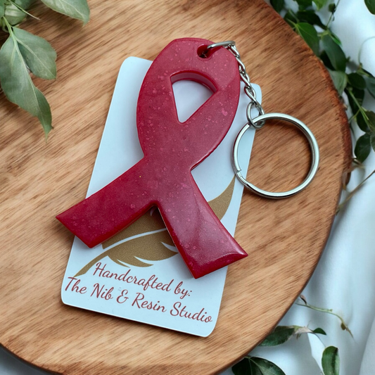 Awareness Ribbon Keychain – Bright Red Resin Warrior Support Keychain