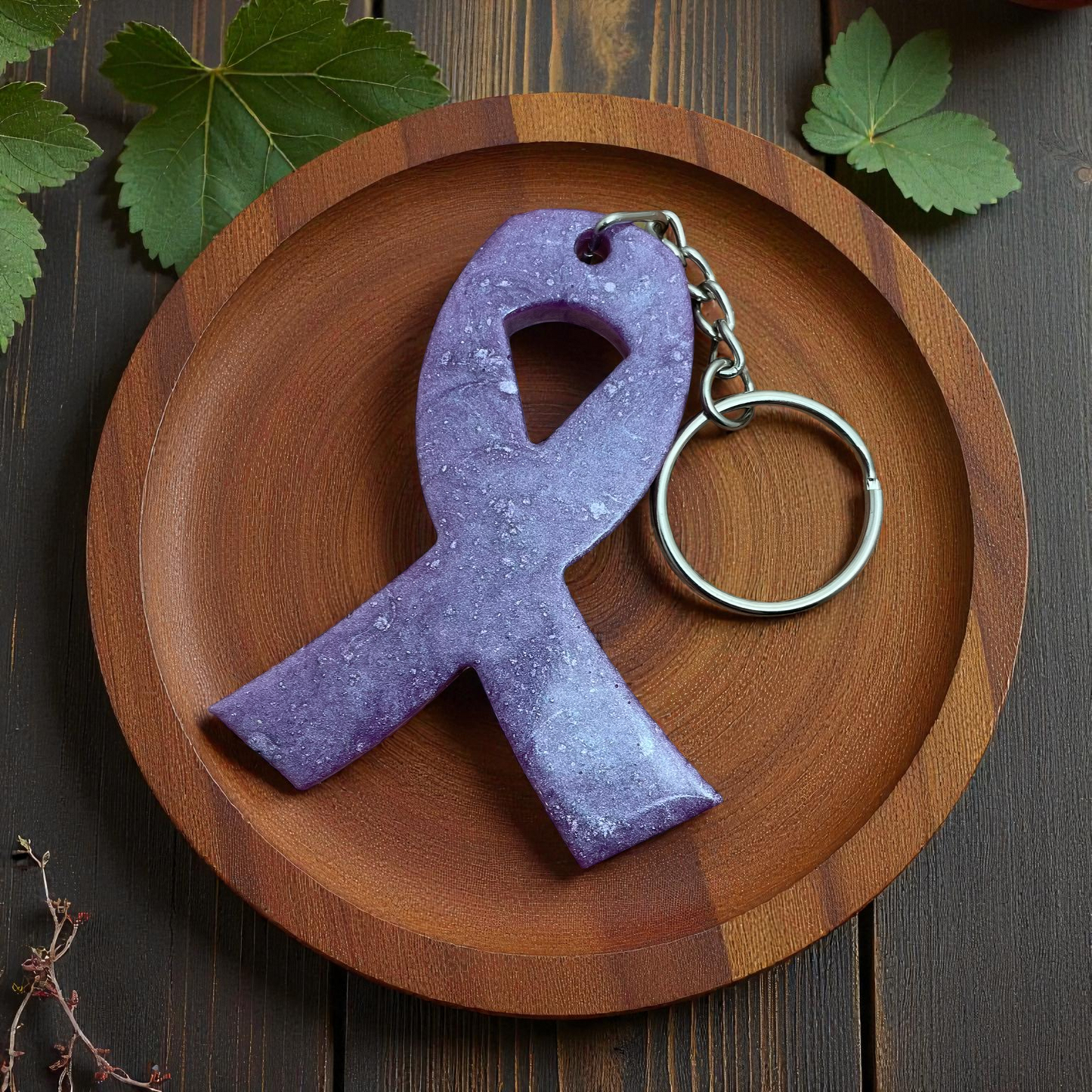 Awareness Ribbon Keychain – Lilac Resin Warrior Support Keychain