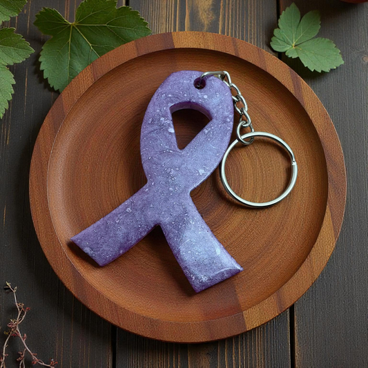 Awareness Ribbon Keychain – Lilac Resin Warrior Support Keychain