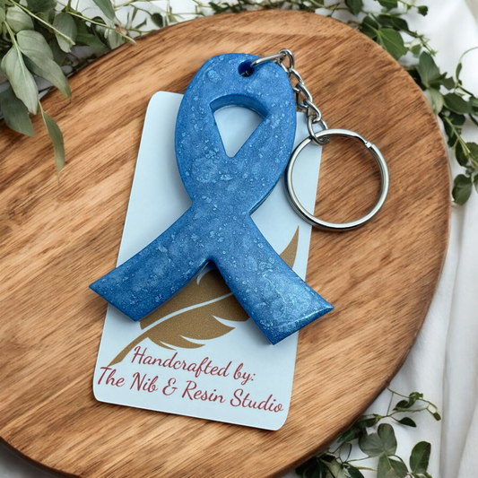 Awareness Ribbon Keychain – Bright Blue Resin Warrior Support Keychain