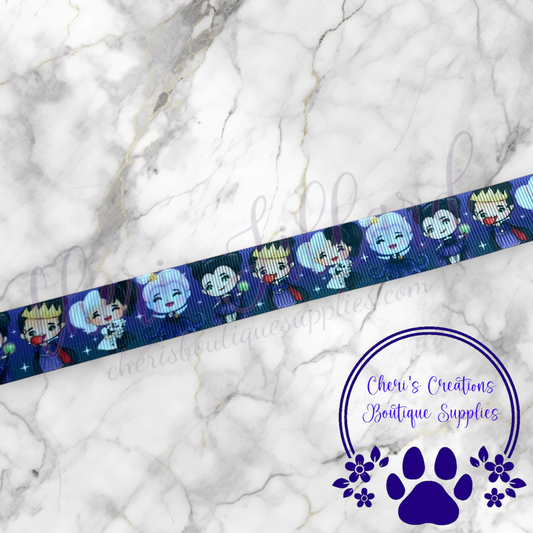 Cute Baby Villains Grosgrain Ribbon – 5/8" & 7/8" | Halloween Character Ribbon | Ribbon by the Yard
