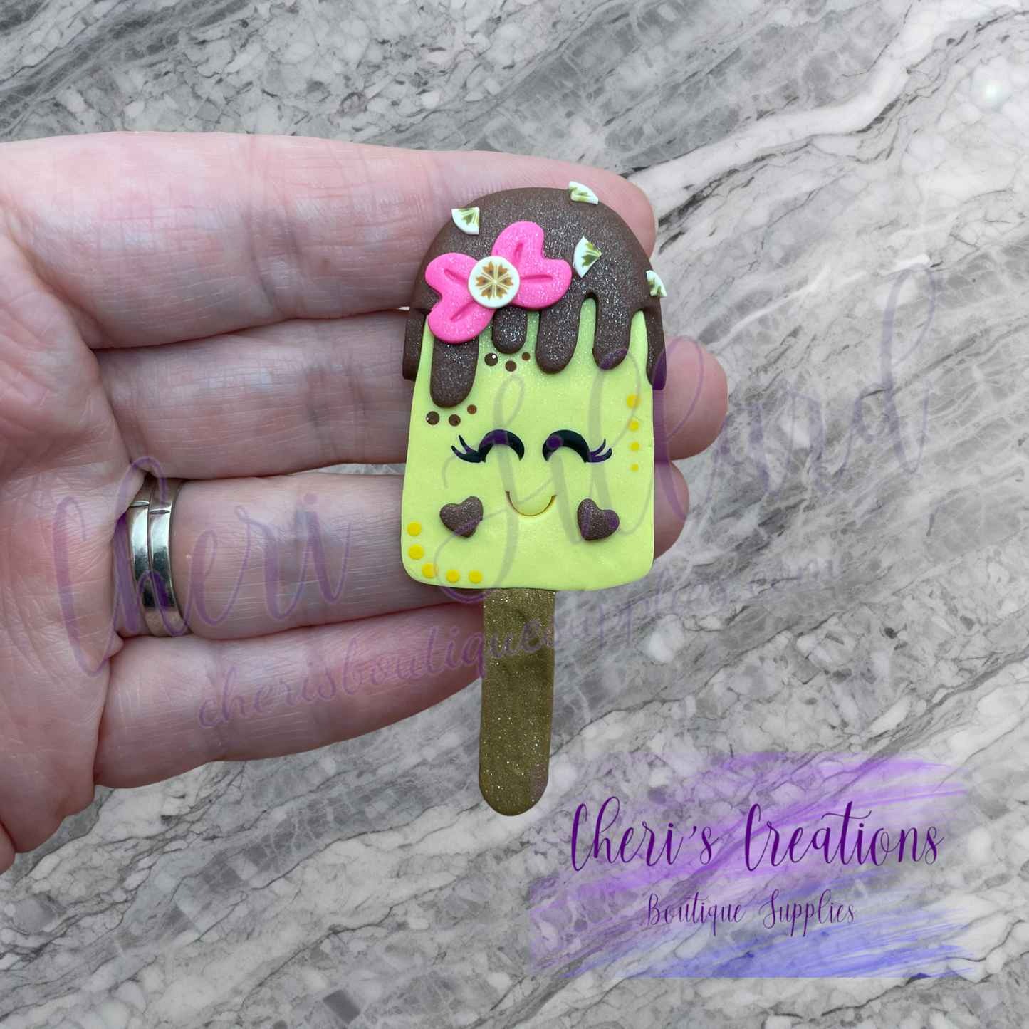 Sweet Banana Popsicle Polymer Clay Embellishment