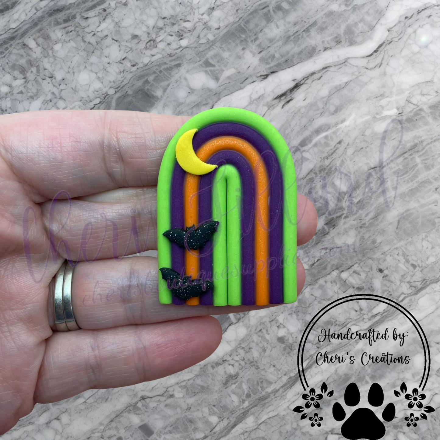 Spooky Magical Halloween Rainbow Polymer Clay Embellishment