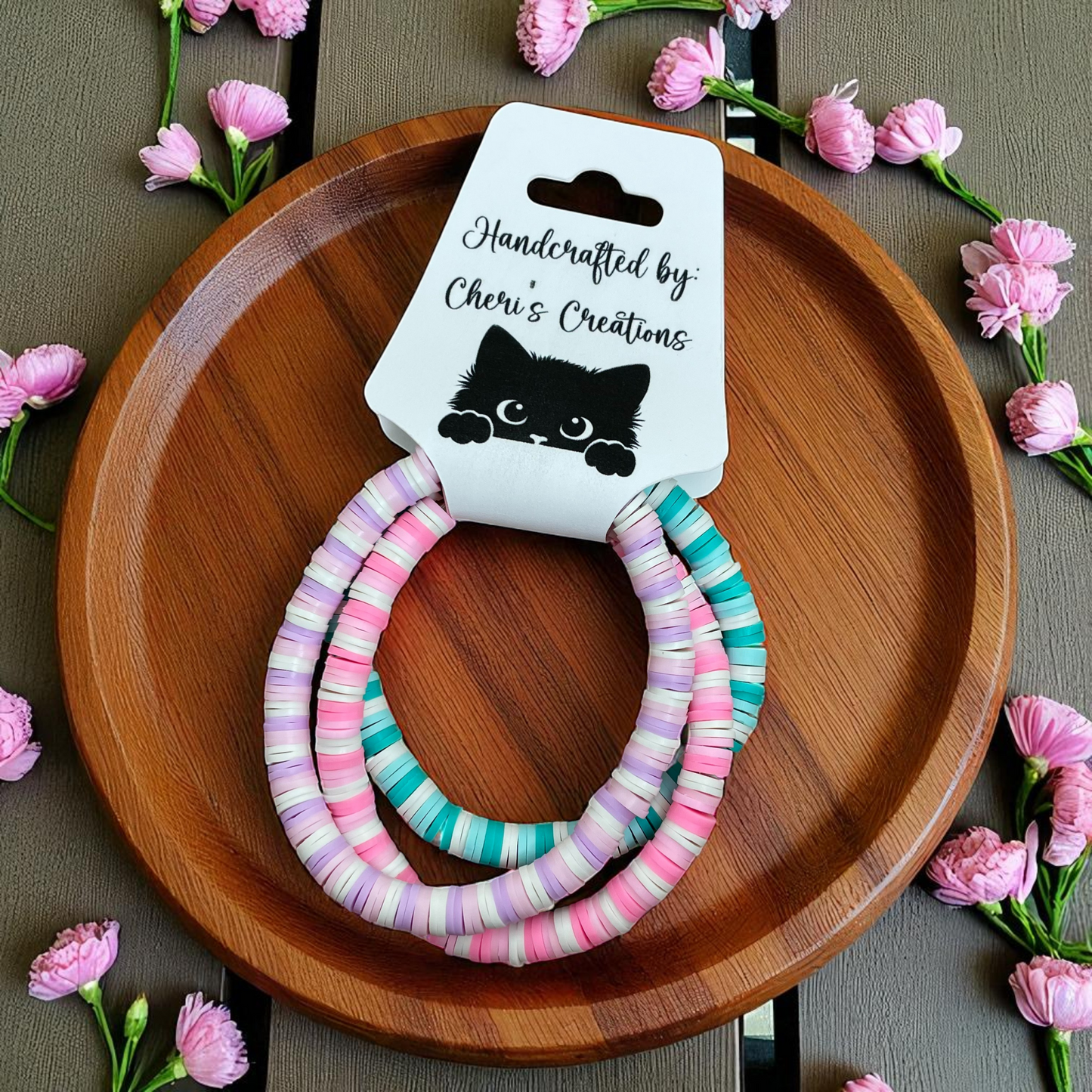 Beach Vibes Heishi Bead Bracelet Set – Handmade Stretch Bracelets