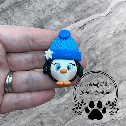 Chilly Blue Beanie Penguin Polymer Clay Embellishment