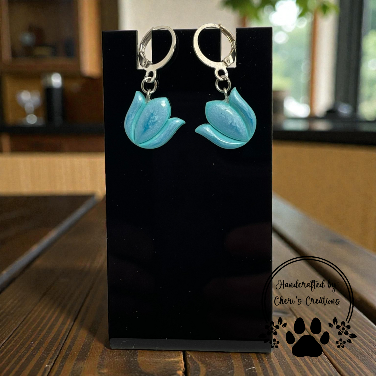 Blue Tulip Earrings – Mini Dangle Earrings