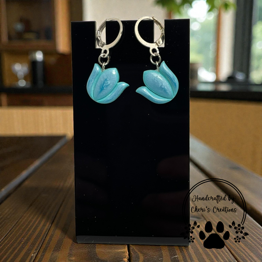 Blue Tulip Earrings – Mini Dangle Earrings