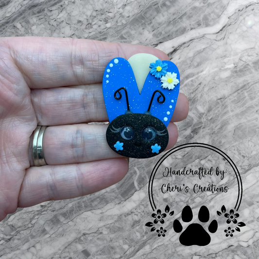 Sweet Blue Glow Bug Polymer Clay Embellishment