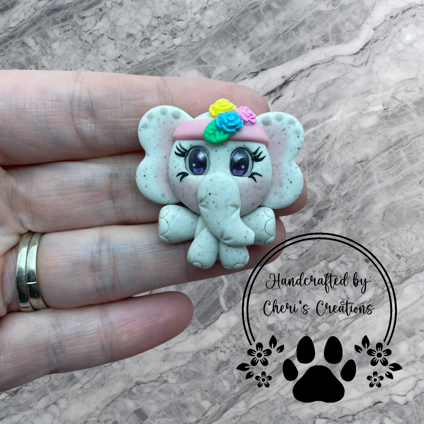 Sweet Boho Elephant Polymer Clay Embellishment