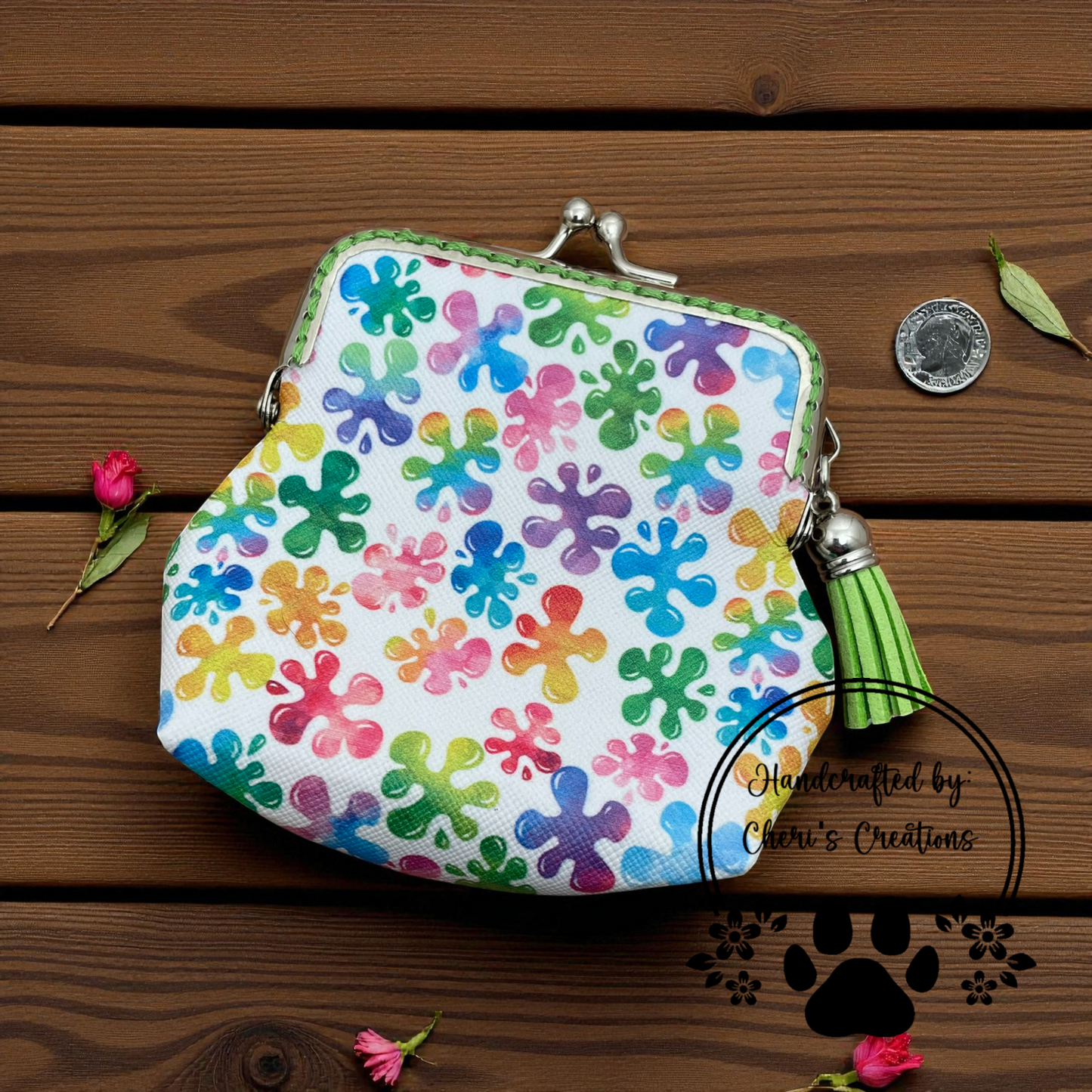 Coin Purse - Bright Paint Splatter Change Purse