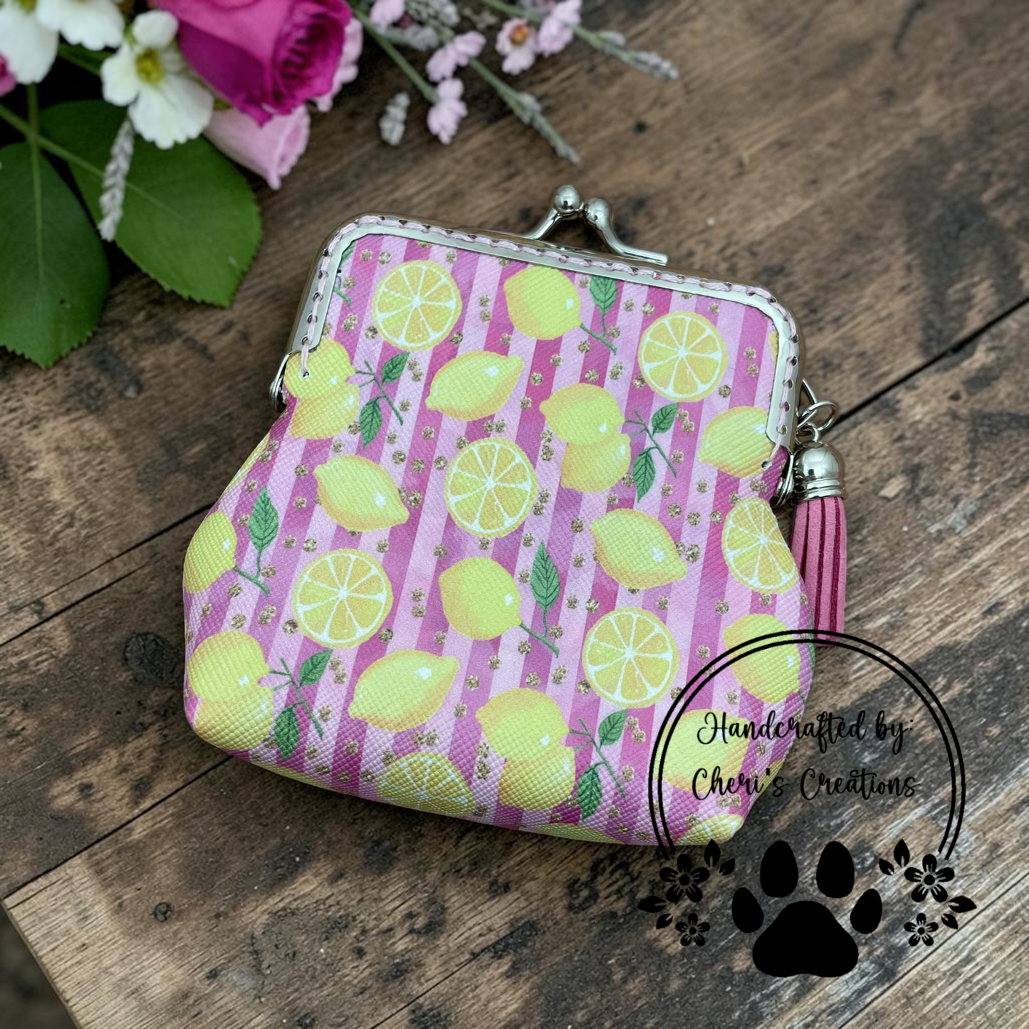 Lemons on Pink Coin Purse