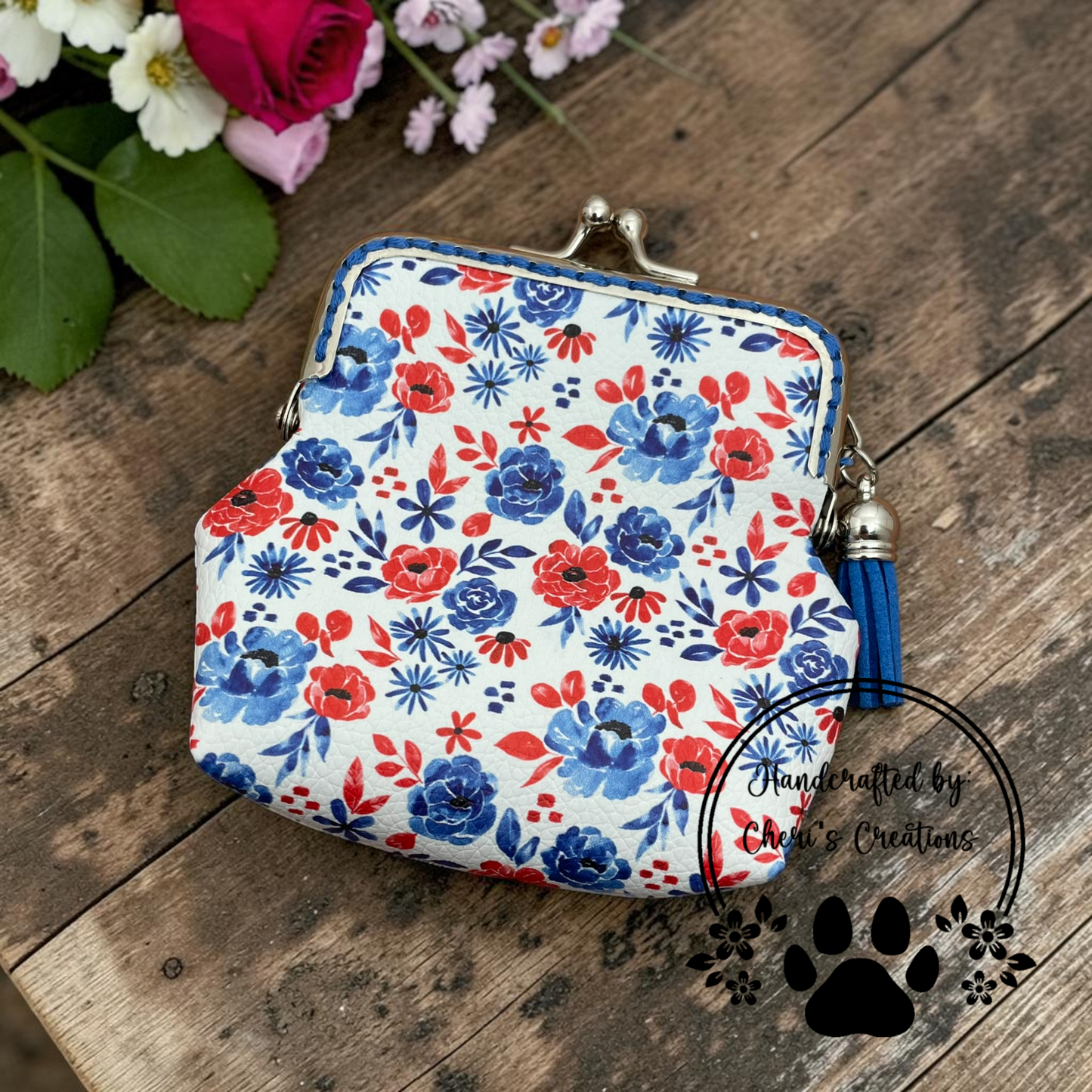 Patriotic Floral Coin Purse