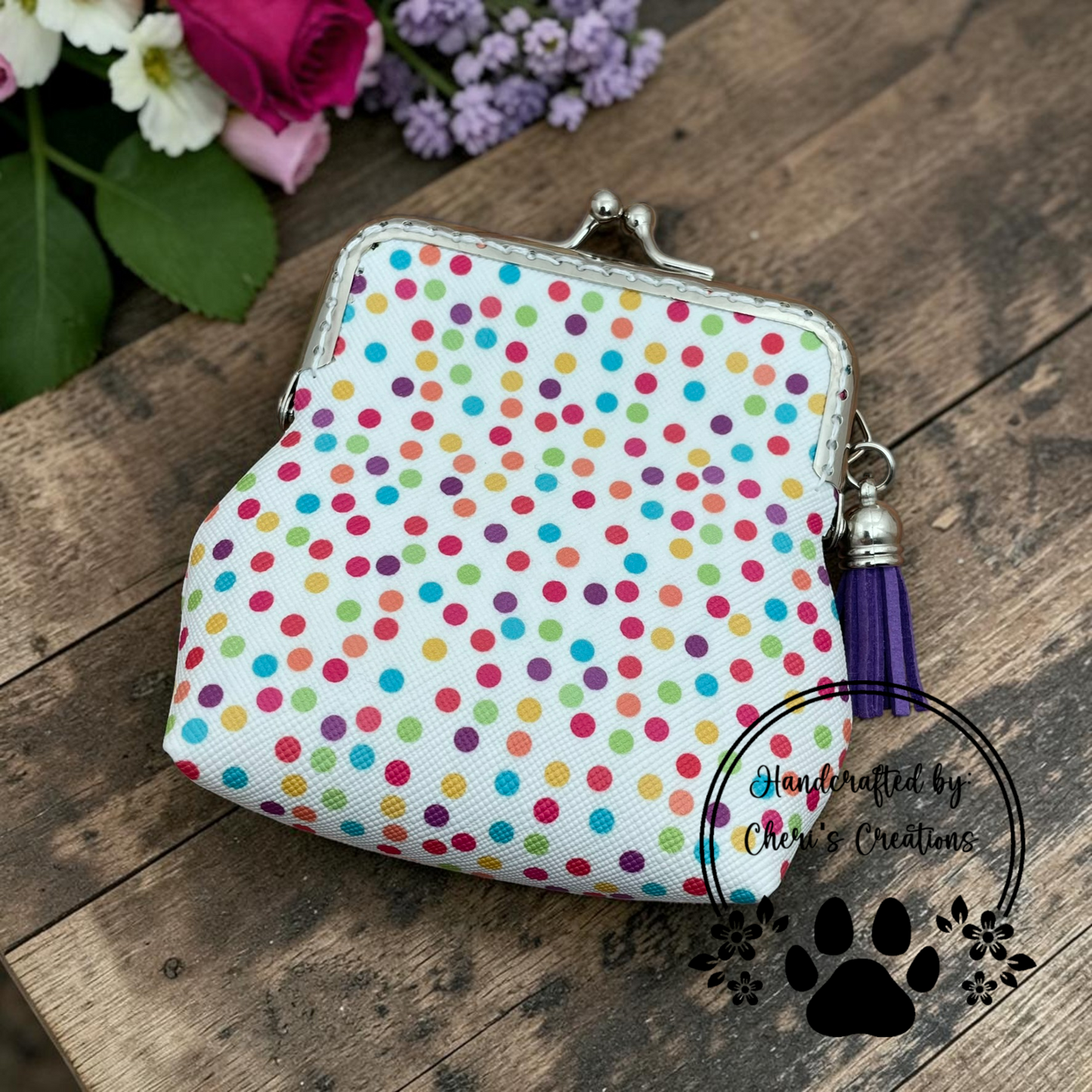 Rainbow Polka Dot Coin Purse