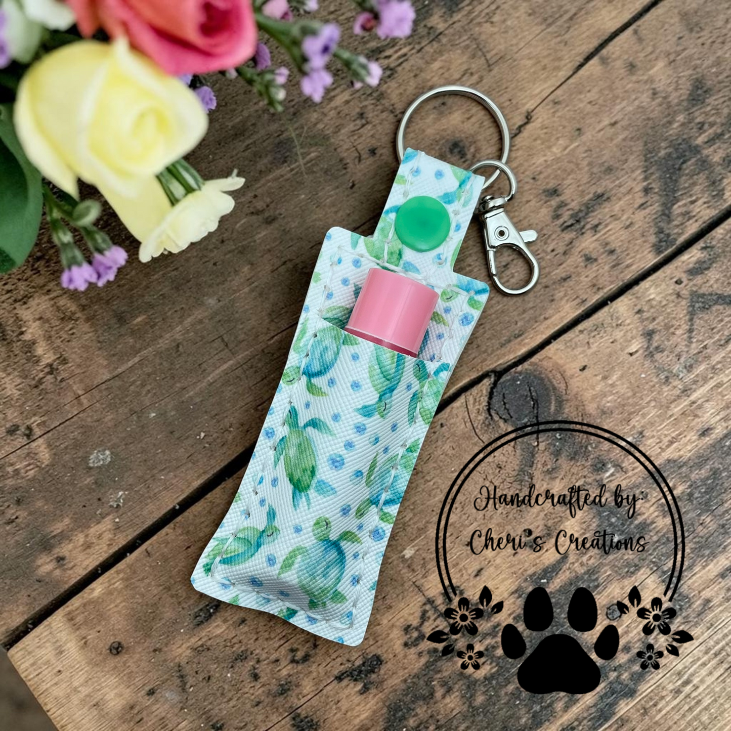 Sea Turtle Chapstick Holder Keychain – Lip Balm Holder