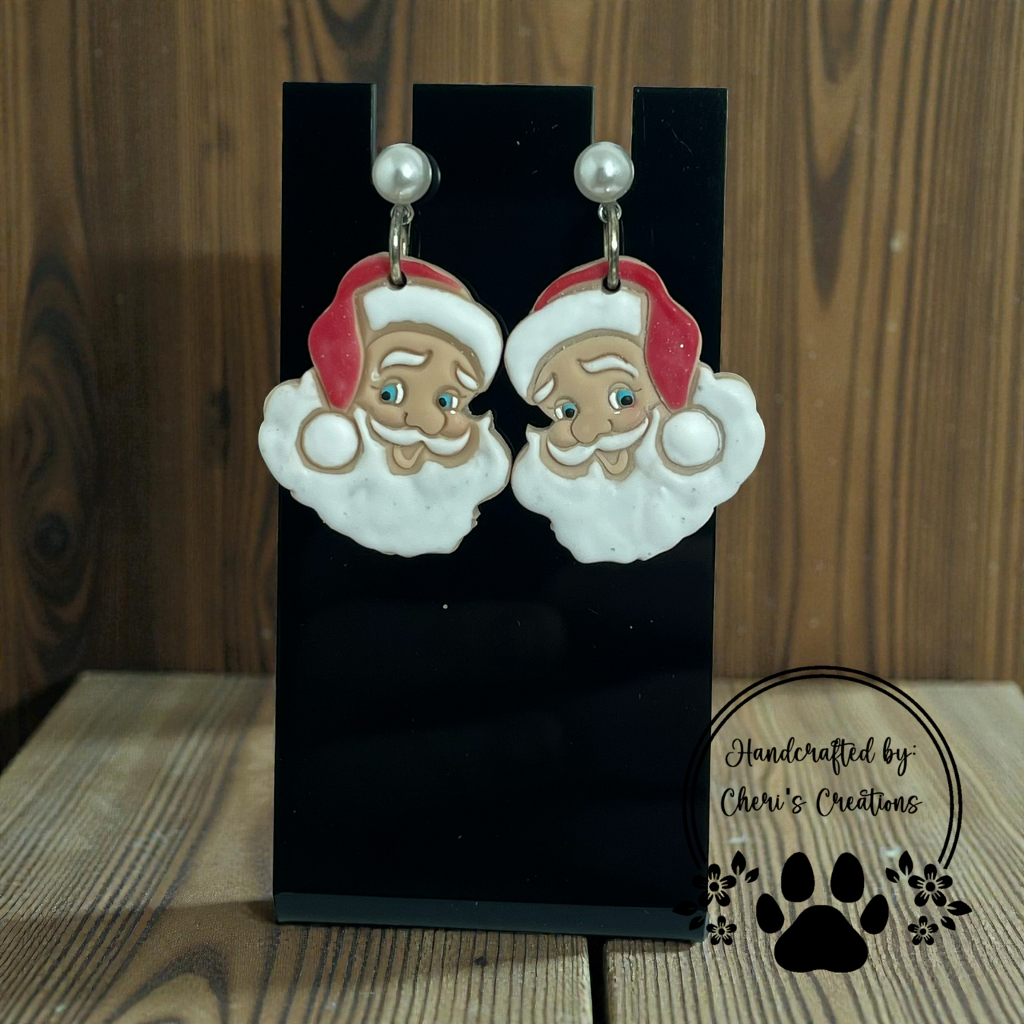 Classic Santa Dangle Earrings – Handmade Polymer Clay Earrings