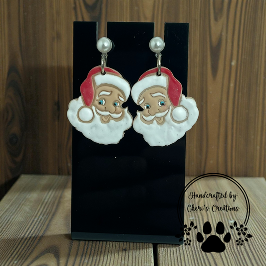 Classic Santa Dangle Earrings – Handmade Polymer Clay Earrings