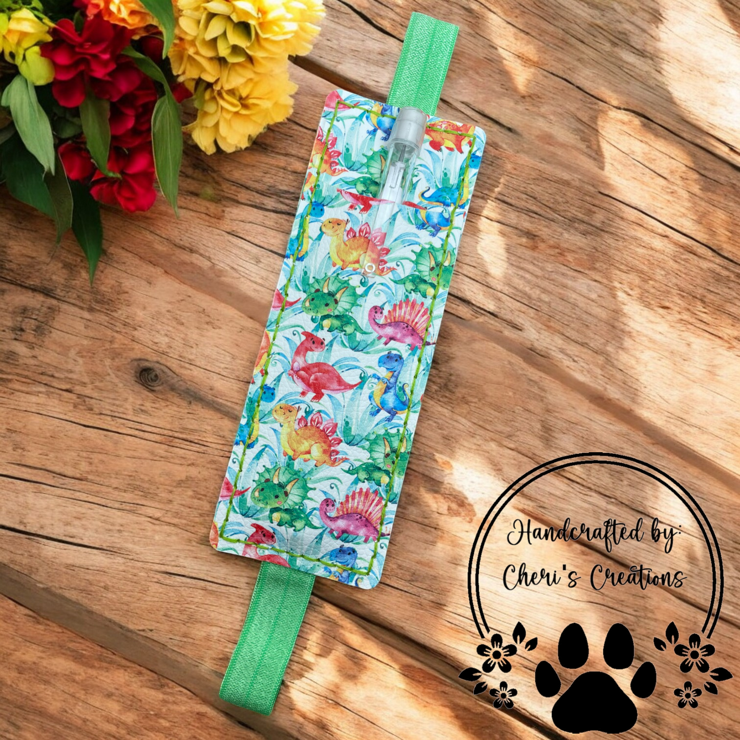 Handmade Pen & Pencil Organizer – Jurassic Rainbow Dinosaurs Journal Pen Case, Bullet Journal Accessory, Stationery Organizer for Notebooks & Planners