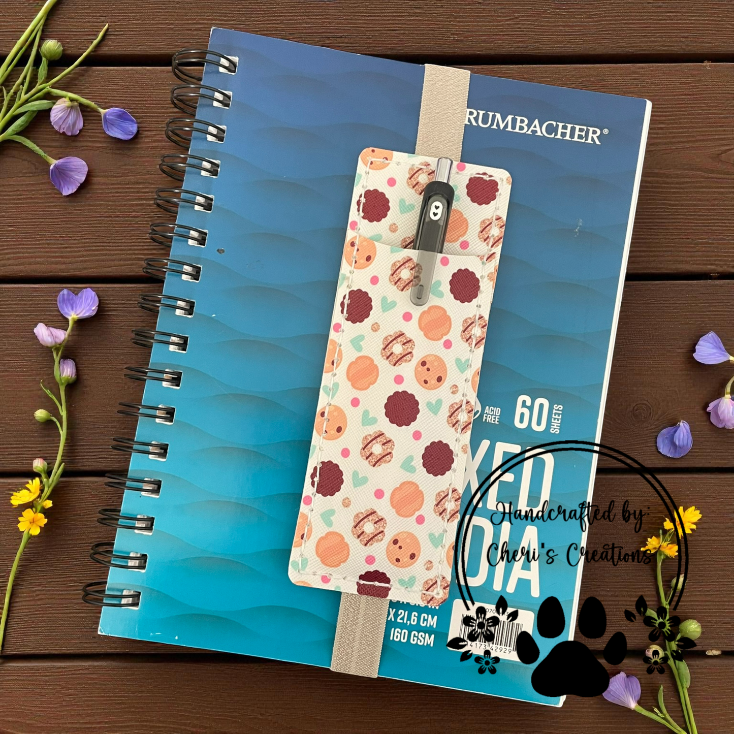 Pen Pouch - Cookies on Pink Journal Pen Holder