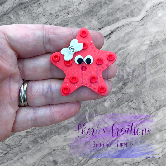Cute Coral Starfish Polymer Clay Embellishment