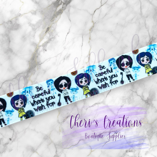 Cute Halloween Button Doll 7/8" Grosgrain Ribbon by the Yard