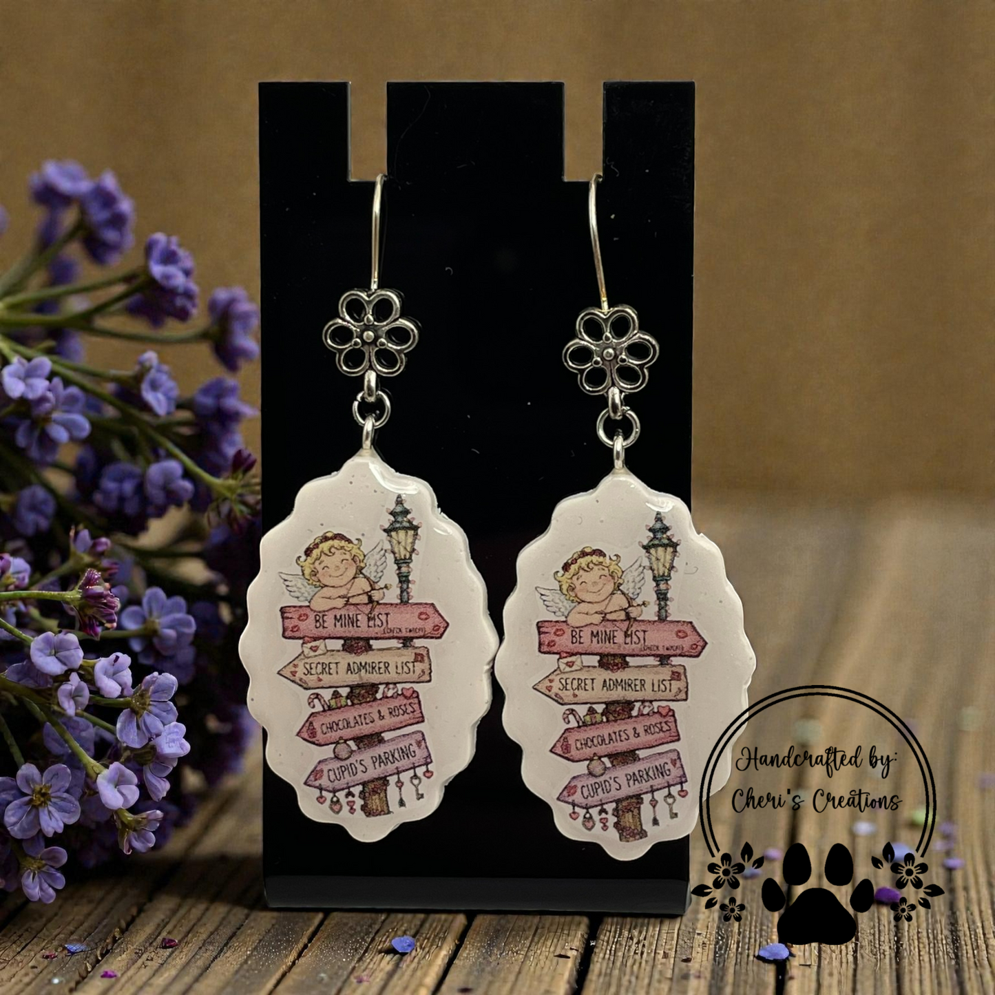 Cupid’s Arrows Dangle Earrings – Handmade Polymer Clay Valentine Earrings