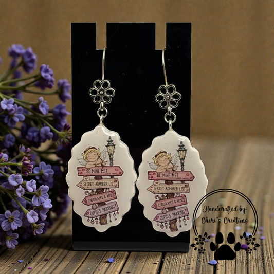 Cupid’s Arrows Dangle Earrings – Handmade Polymer Clay Valentine Earrings