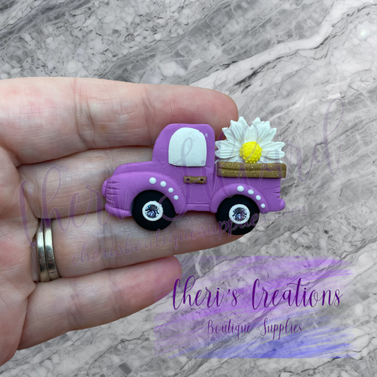 Spring Daisy Truck Polymer Clay Embellishment
