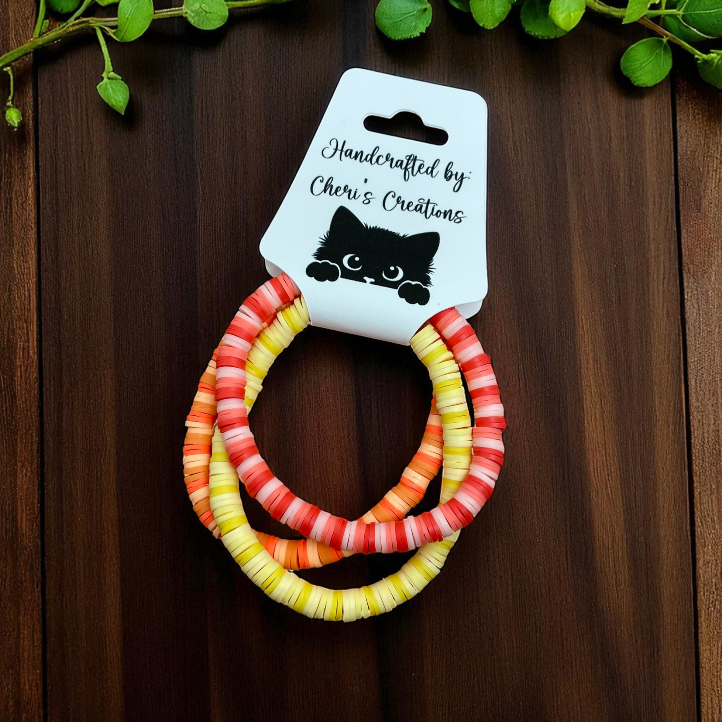 Desert Glow Heishi Bead Bracelet Set – Handmade Stretch Bracelets