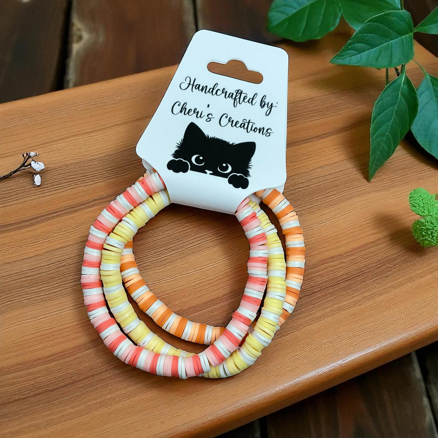 Desert Glow Heishi Bead Bracelet Set – Handmade Stretch Bracelets
