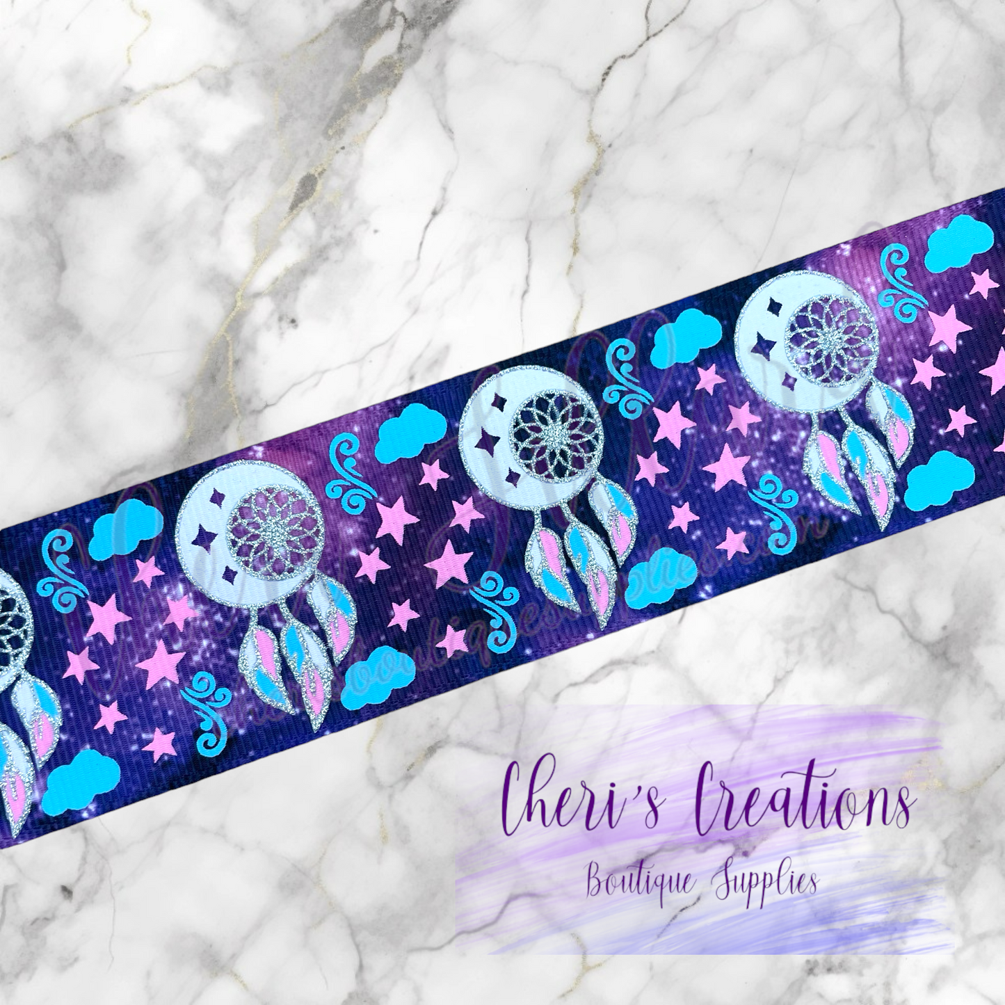 Dreamchaser Dreamcatcher 7/8" 1.5" Glitter Grosgrain Ribbon by the Yard