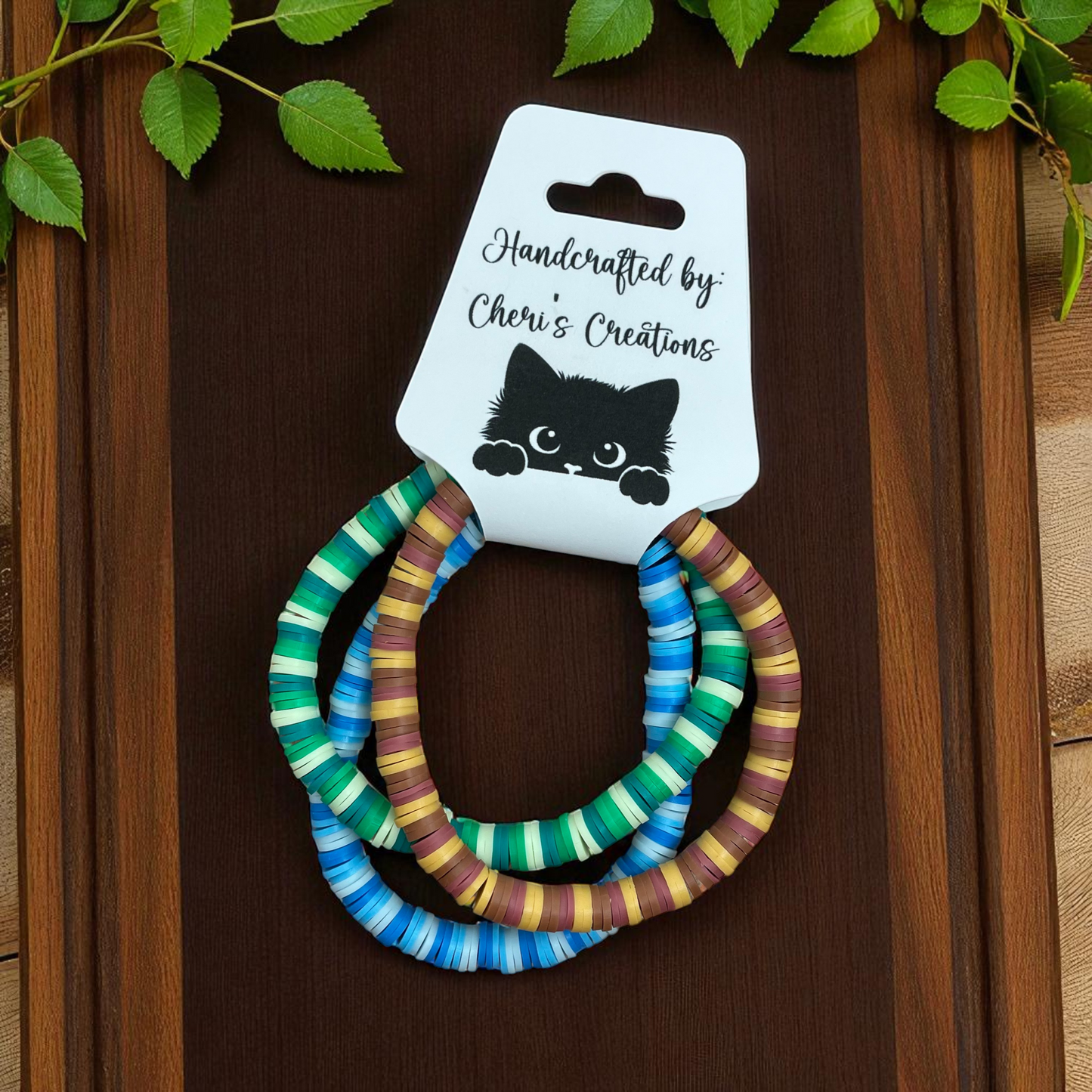 Earth Element Heishi Bead Bracelet Set – Handmade Stretch Bracelets