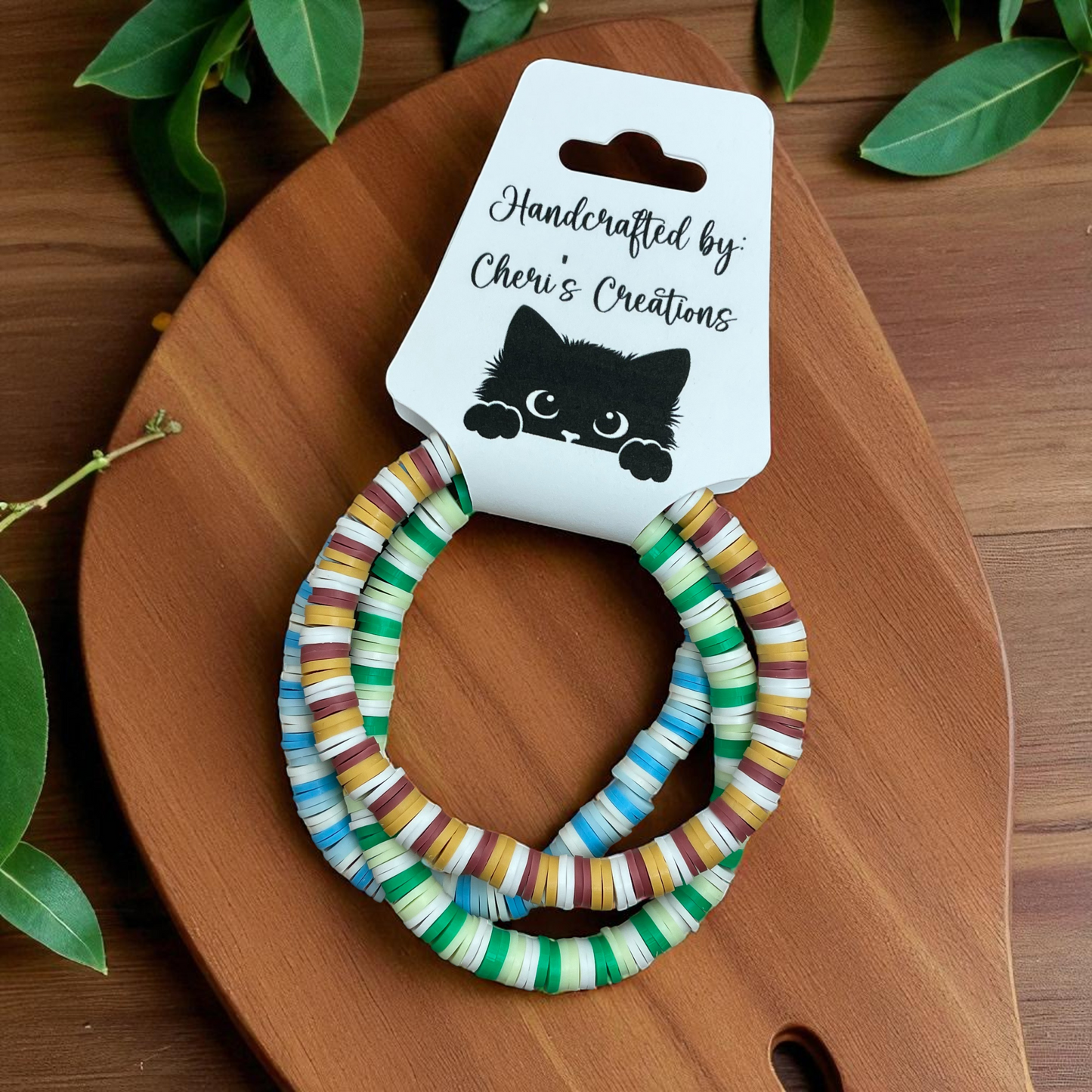 Earth Element Heishi Bead Bracelet Set – Handmade Stretch Bracelets