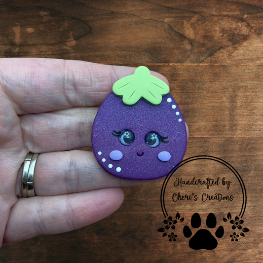 Eggplant Bow Center – Handmade Polymer Clay Embellishment