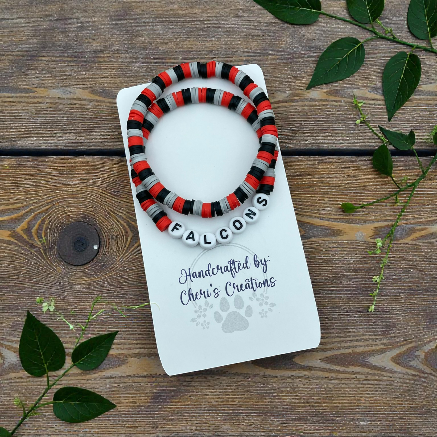 Atlanta Falcons Inspired Heishi Bead Bracelet Set – Handmade Stretch Bracelets