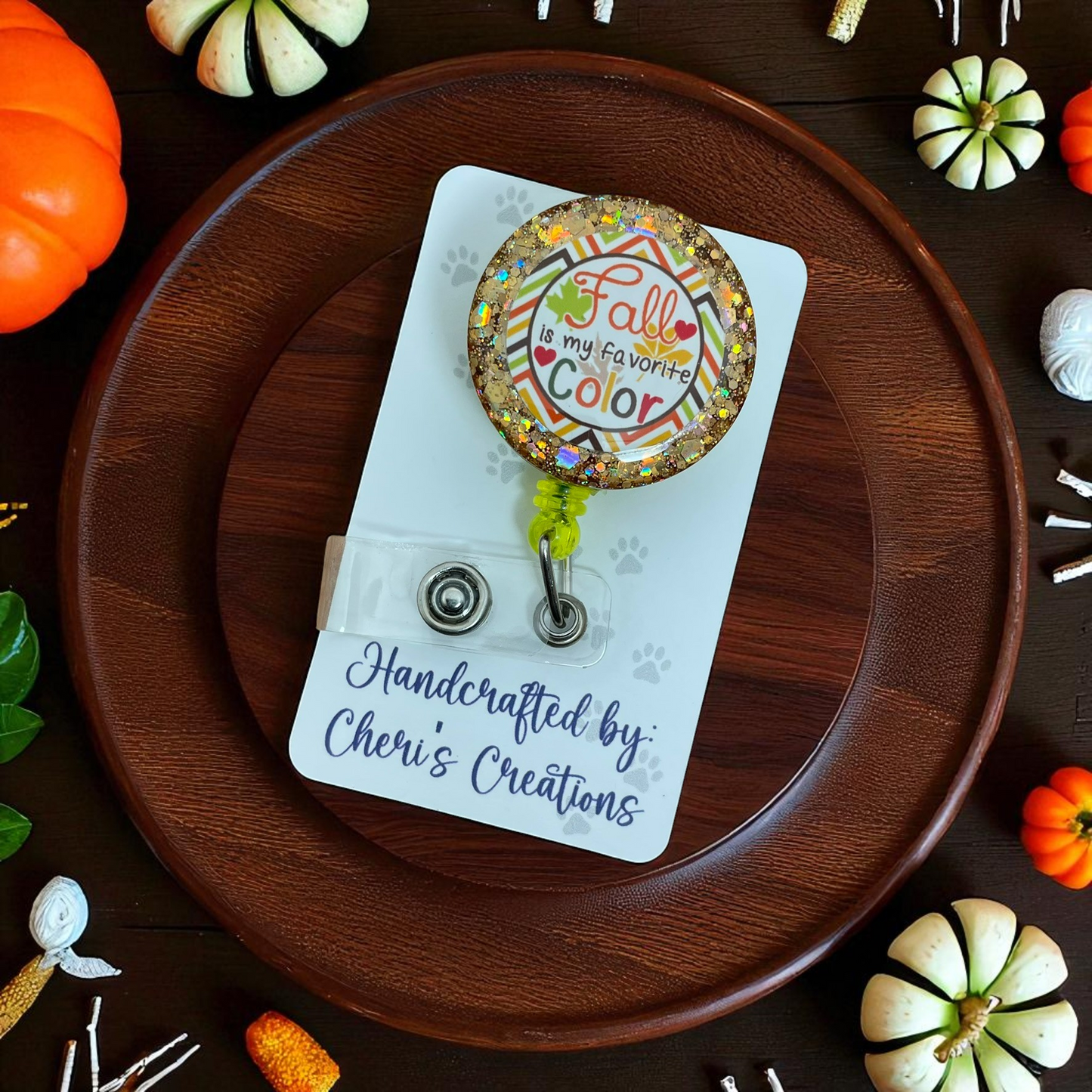Fall Is My Favorite Color Badge Reel ID Holder with Belt Clip