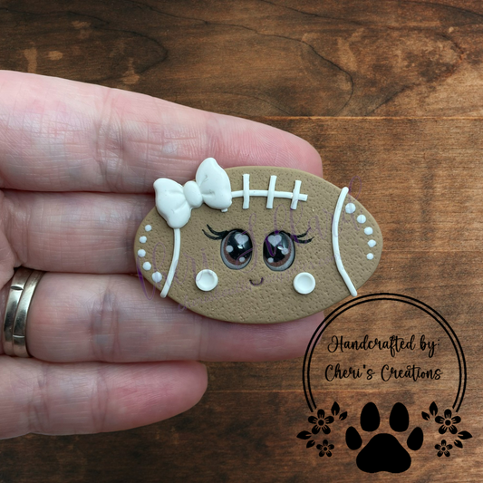 Fall Football Bow Center – Handmade Polymer Clay Embellishment
