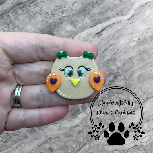 Charming Fall Owl Polymer Clay Embellishment