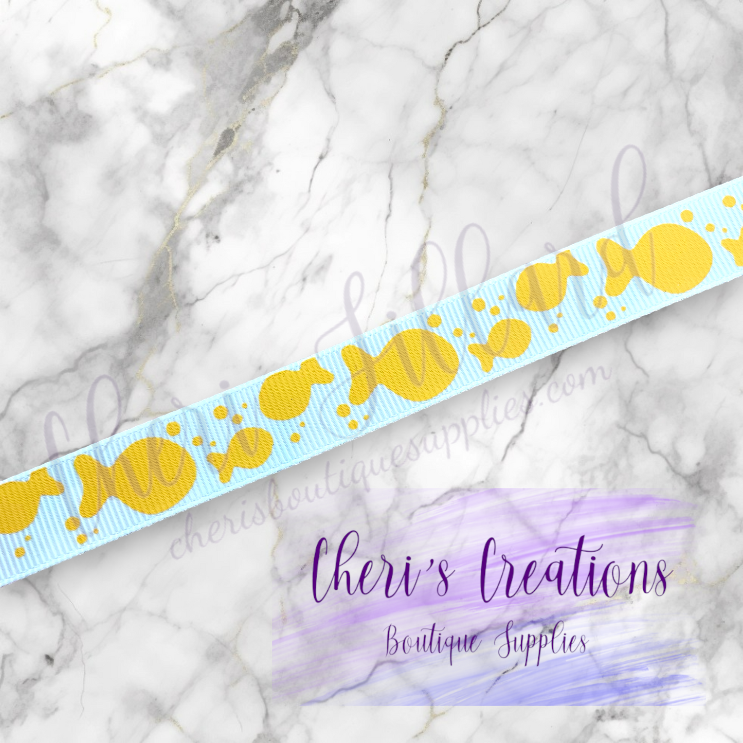 Cheesy Fish Snack Grosgrain Ribbon – 3/8", 5/8", 7/8" | Cute Snack-Themed Ribbon for Hair Bows & Crafts