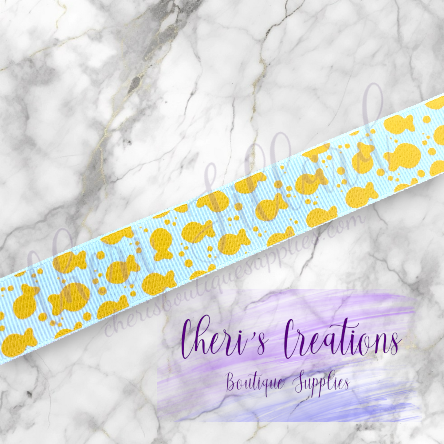 Cheesy Fish Snack Grosgrain Ribbon – 3/8", 5/8", 7/8" | Cute Snack-Themed Ribbon for Hair Bows & Crafts