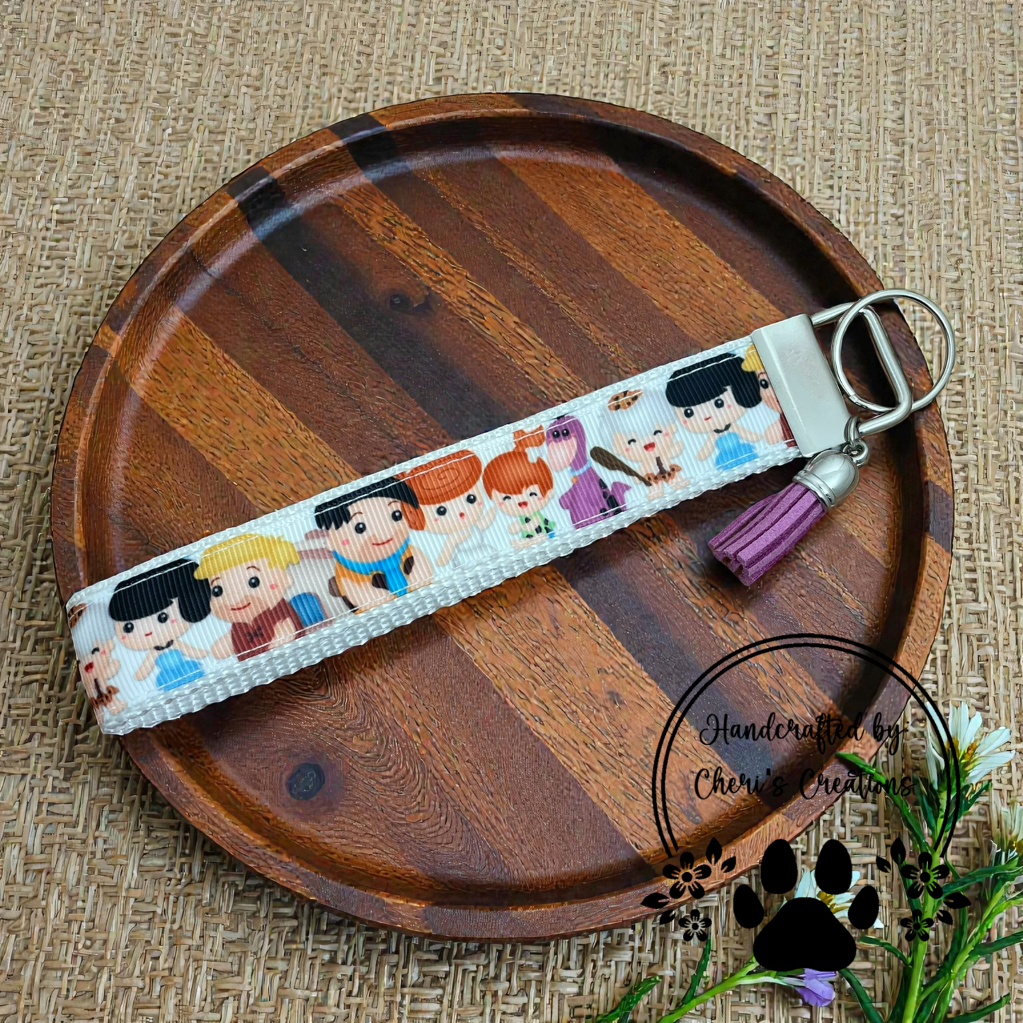 Wristlet Keychain - Stone Age Friends Key Fob