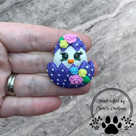 Floral Easter Chick Polymer Clay Embellishment