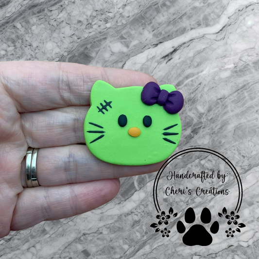 Spooky Franken Kitty Polymer Clay Embellishment