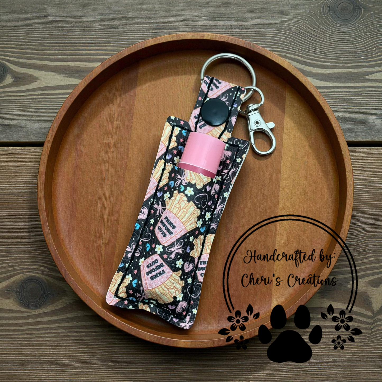 Chapstick Keychain - Fries Before Guys Lip Balm Holder
