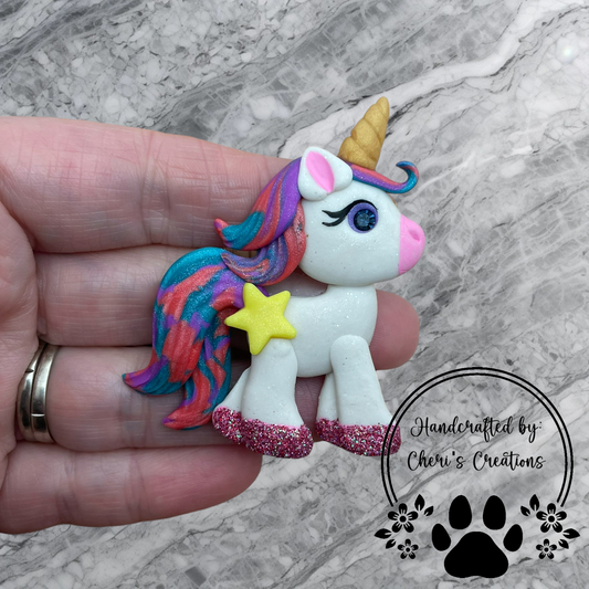 Galaxy Star Unicorn Polymer Clay Embellishment