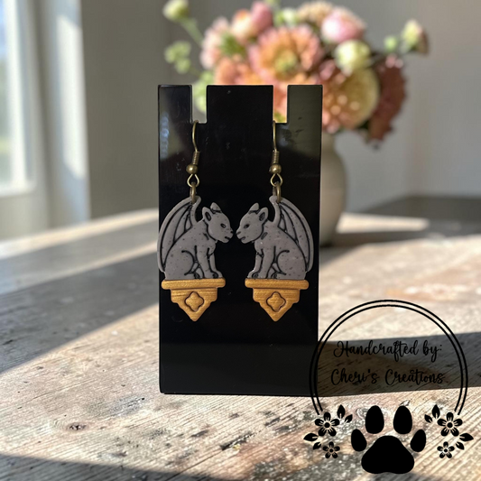 Gargoyle Earrings - Handmade Polymer Clay Dangle Earrings