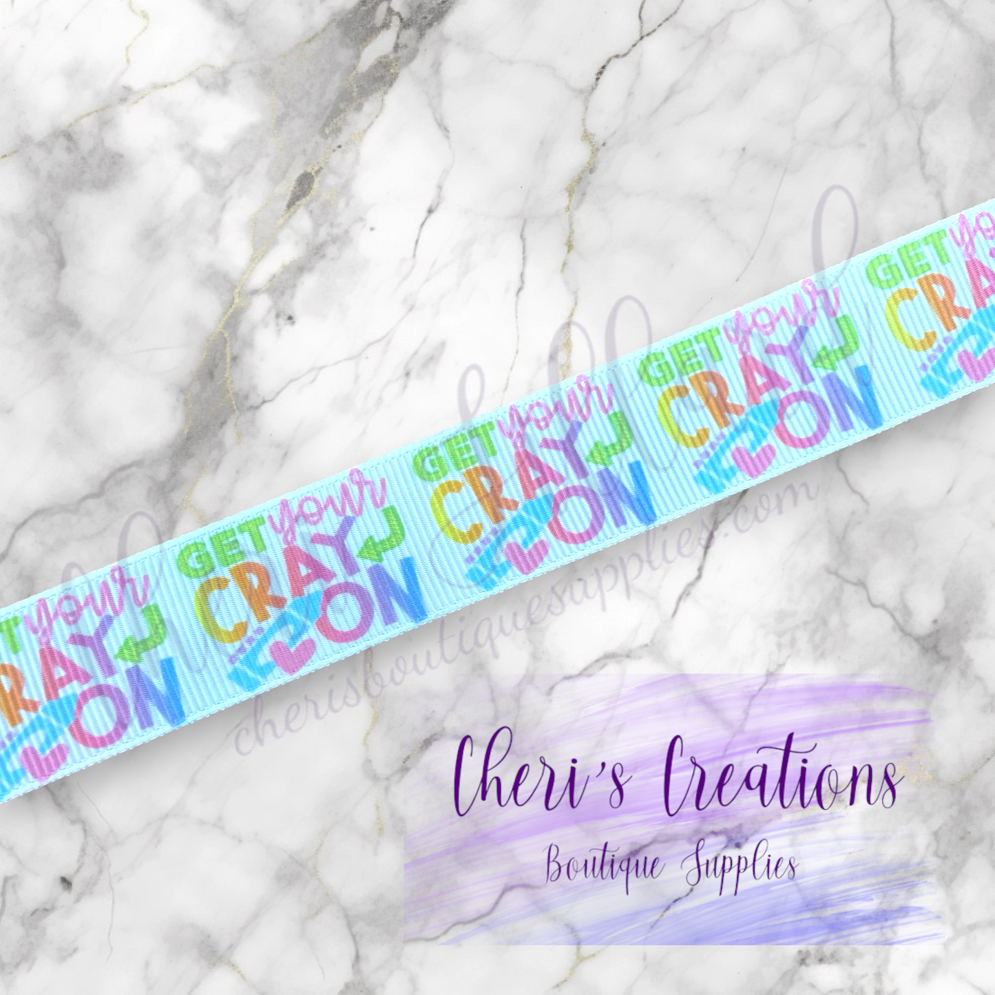Get Your Cray-On Back to School Crayons 7/8" Grosgrain Ribbon by the Yard