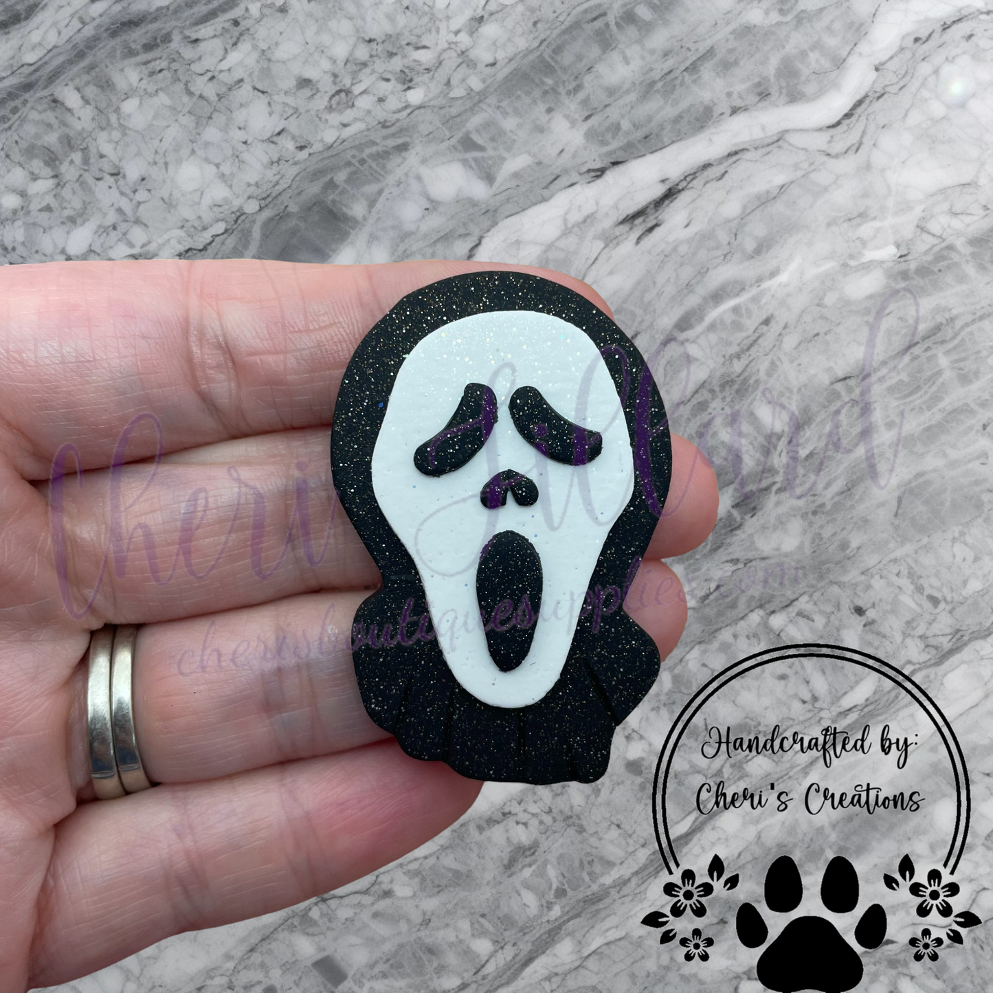 Haunting Halloween Ghost Hoodie Polymer Clay Embellishment