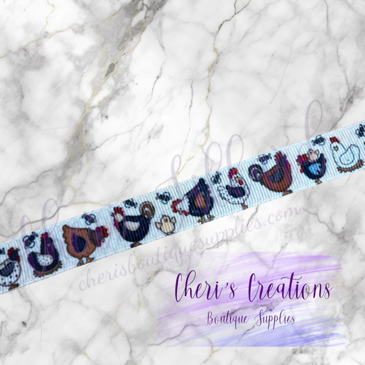 I Don't Give a Cluck Cute Chicken 3/8" 5/8" 7/8" Grosgrain Ribbon by the Yard