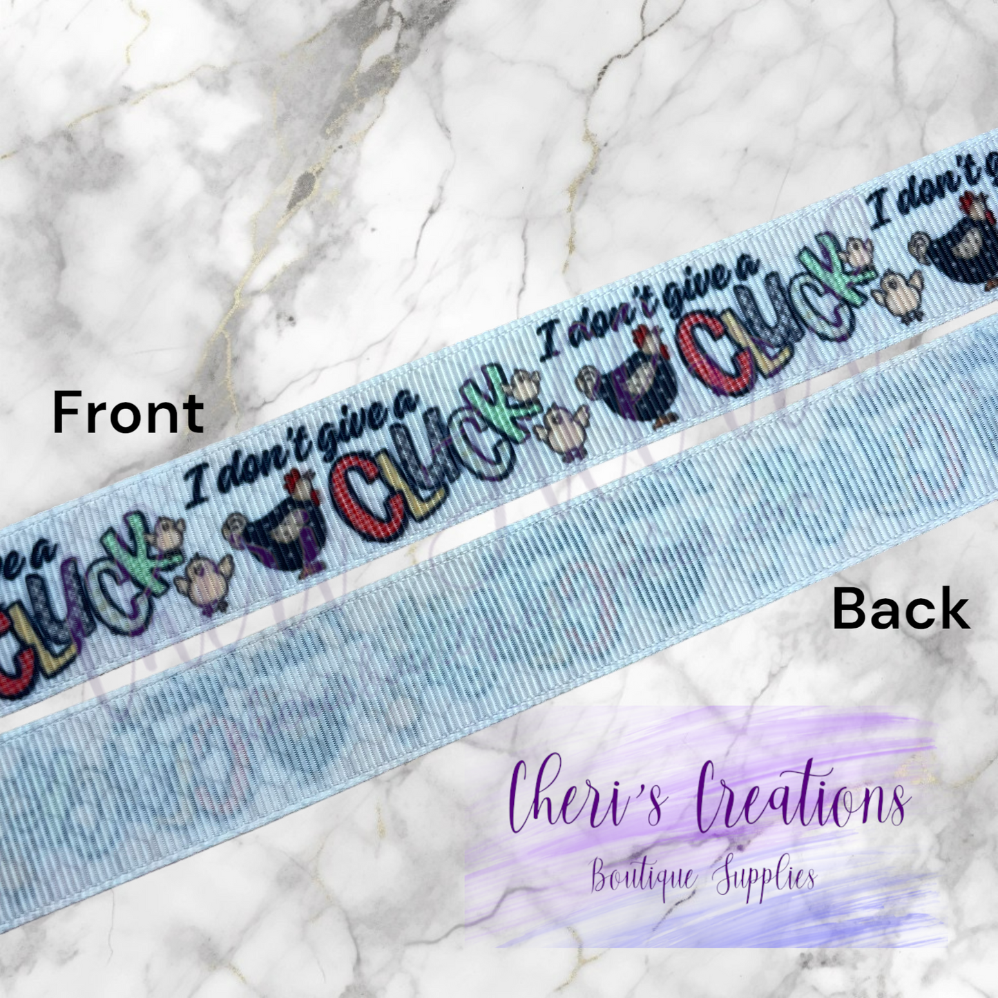 I Don't Give a Cluck Cute Chicken 3/8" 5/8" 7/8" Grosgrain Ribbon by the Yard